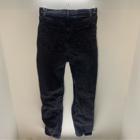 Abercrombie & Fitch Black The 90’s Straight Ultra High Rise Distressed Jeans 25 - Picture 6 of 7